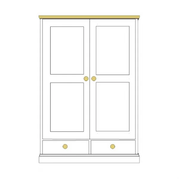 Painted and Solid Oak Top 2 Drawer Wardrobe