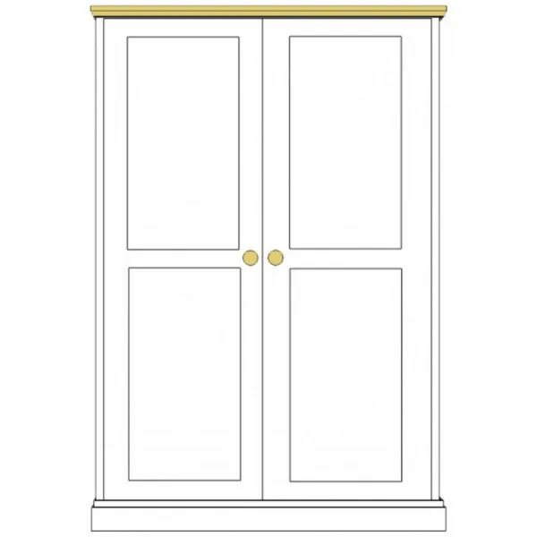Painted and Solid Oak Top 2 Door Wide Wardrobe