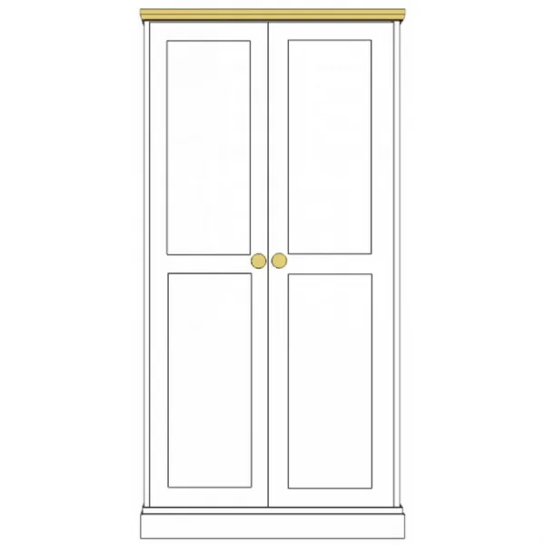 Painted and Solid Oak Top 2 Door Wardrobe
