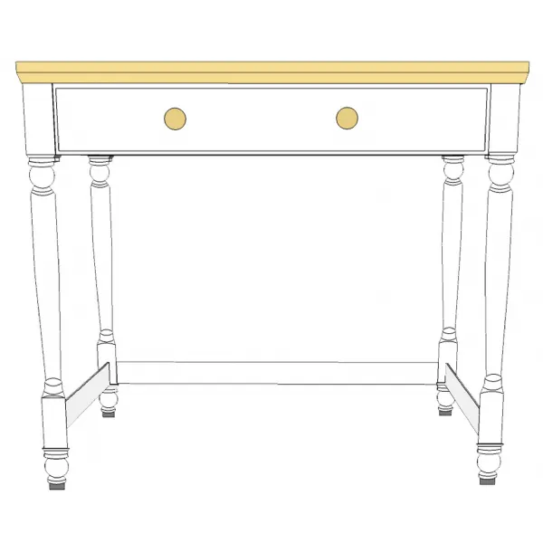 Painted and Solid Oak Top Writing Table with Drawer