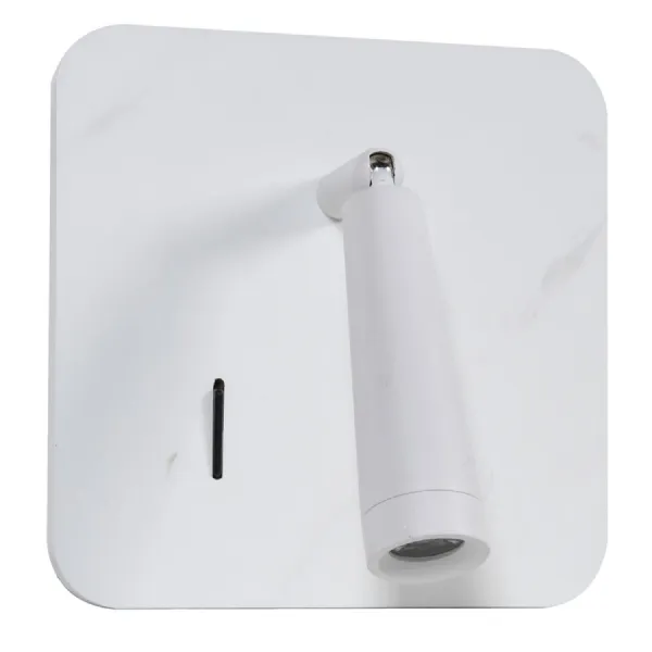 White Square Wall Light with Usb Port