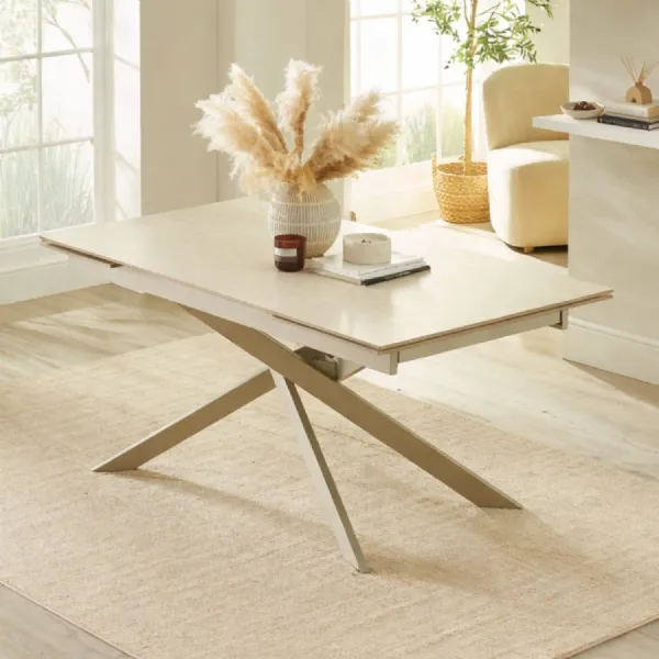 Osaka Stone Effect 160 200cm Rectangular Extending 6 8 Seater Dining Table