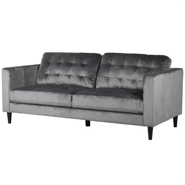 Grey Velvet 3 Seater Sofa