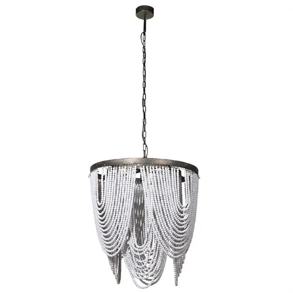 Whitewash Wooden Bead Ceiling Light
