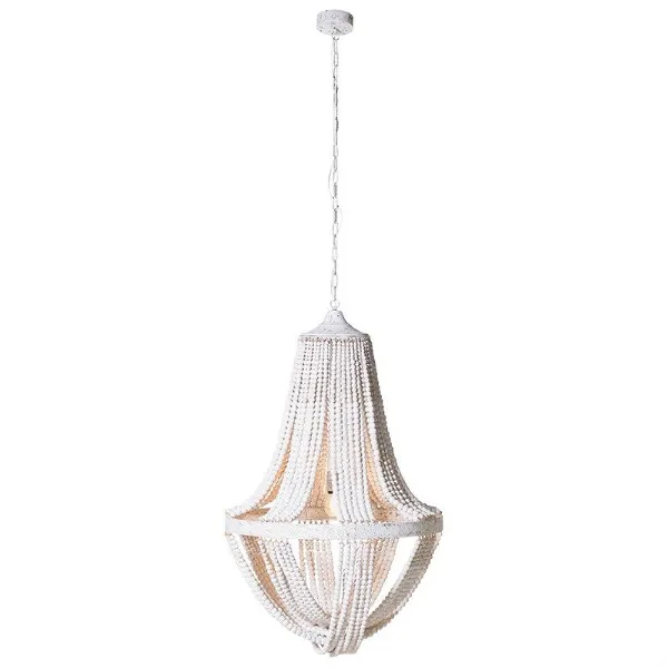 Large 2 Layer Cascading Wooden bead Patterned Frame Light