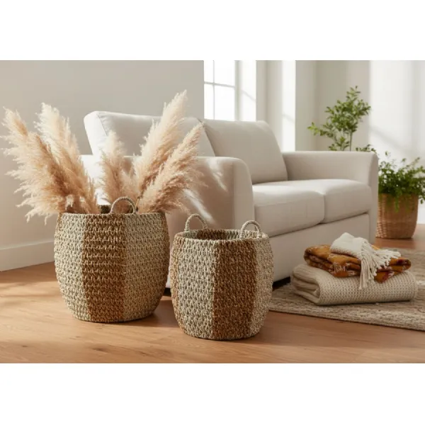 Set Of 2 Banana Seagrass Baskets