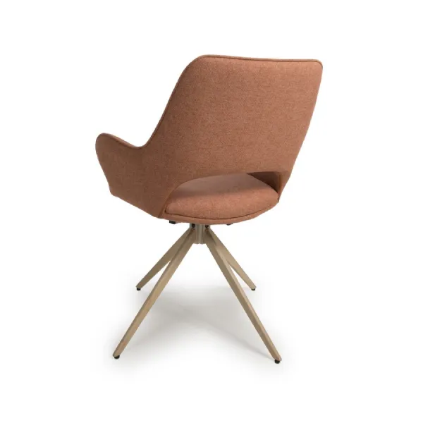 Easy Clean Brick Red Fabric 360 Degree Swivel Dining Chair