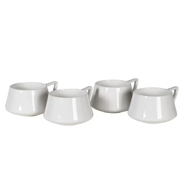 Set of 4 Angular White Mugs