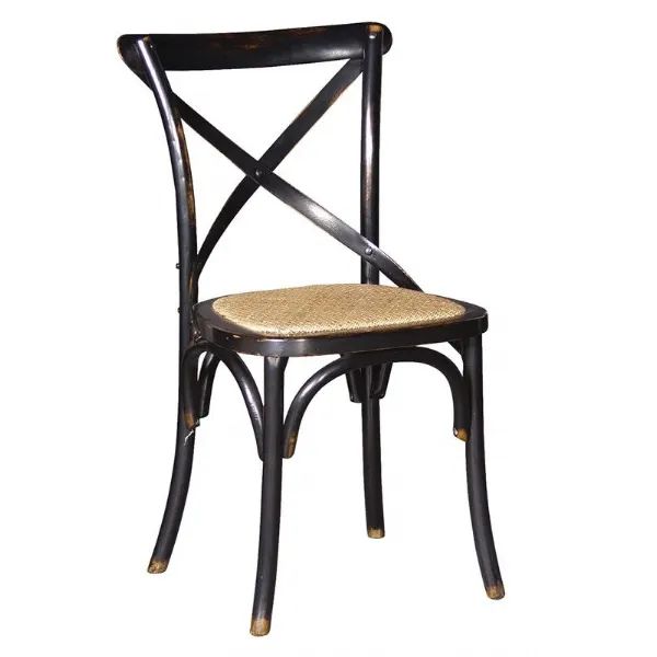 Shabby Chic Black Cross Back Dining Chair