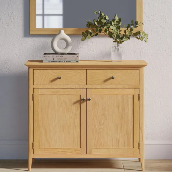 Natural Solid Oak 2 Door 2 Drawer Sideboard with Internal Shelves