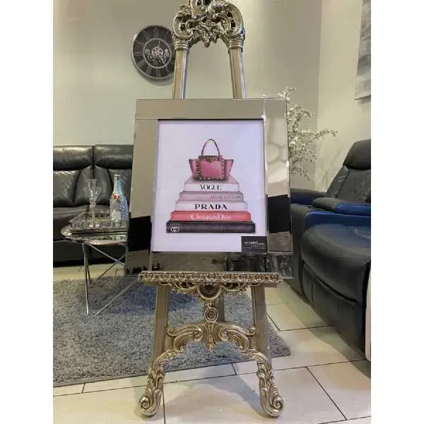 Pink Handbag Vogue Bookstack Wall Art Mirror Frame