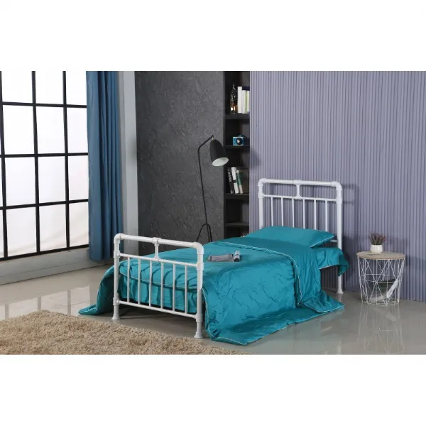 3ft White Metal Bed Industrial Look