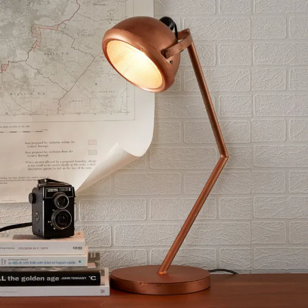 Lacquered Copper Metal Desk Table Lamp