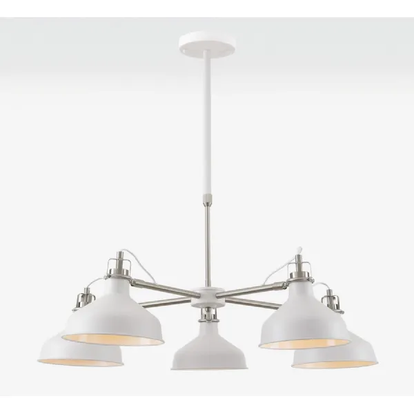 Brent Telescopic 5 Light, 5 x E27, Sand White Satin Nickel White