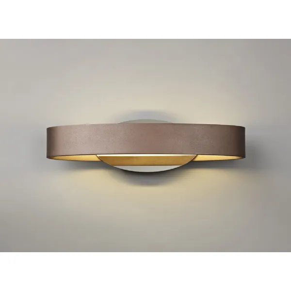 Welwyn Wall Lamp, 1 x 6W LED, 3000K, 480lm, Satin Brown Polished Chrome, 3yrs Warranty