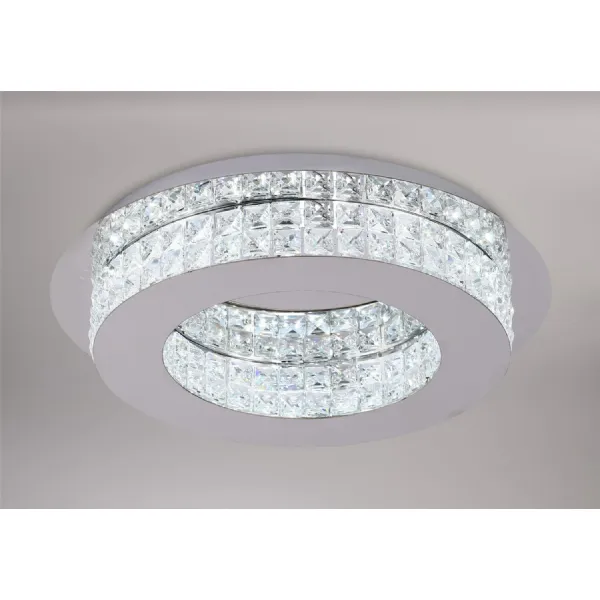 Sudbury Ceiling Light, 1 x 18W LED, 4000K, 418lm, Polished Chrome Crystal, 3yrs Warranty