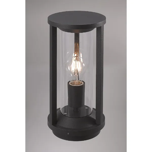 Anthracite Clear Medium 1 Light E27 Cylindrical Post Lamp