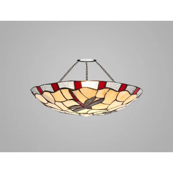 Cranleigh 35cm Tiffany Non electric Uplighter Shade, Red Cream Clear Crystal