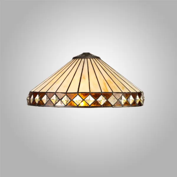 Rayleigh Tiffany 40cm Shade Only Suitable For Pendant Ceiling Table Lamp, Amber Cream Crystal