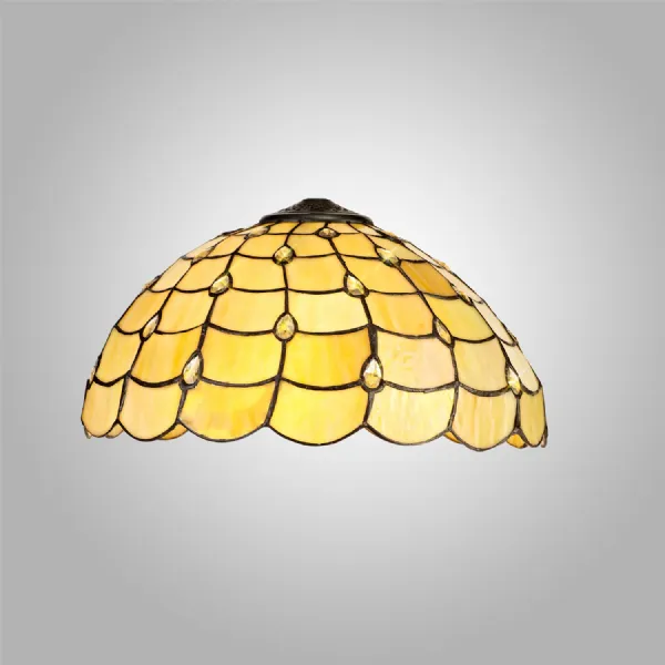 Stratford, Tiffany 40cm Shade Only Suitable For Pendant Ceiling Table Lamp, Beige Clear Crystal