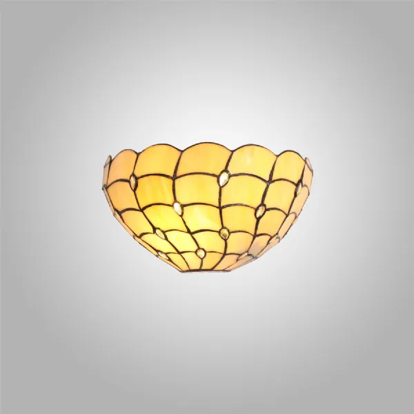 Stratford Tiffany 30cm Wall Lamp, 2 x E14, Beige Clear Crystal