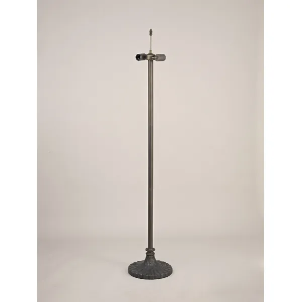 Hayes Stepped Design Tiffany Floor Lamp, 2 x E27, Aged Antique Brass