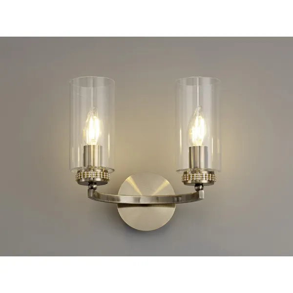 Buckingham Wall Lamp Switched, 2 x E14, Antique Brass