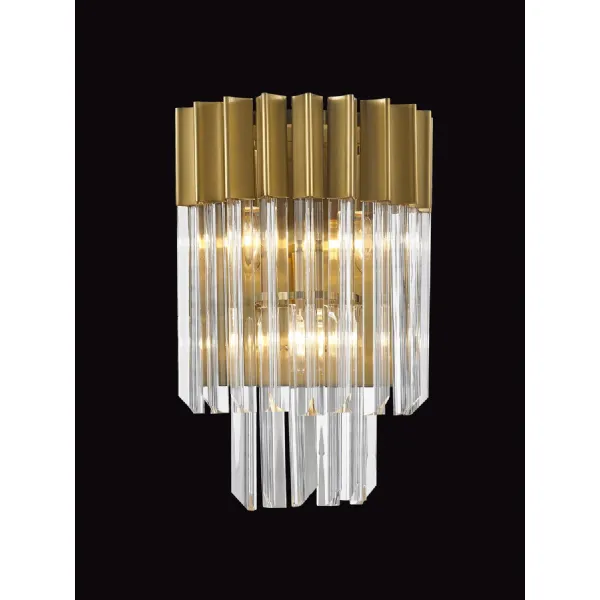 Brass Clear 27.5cm 3 Light E14 Sculpted Glass Pendant