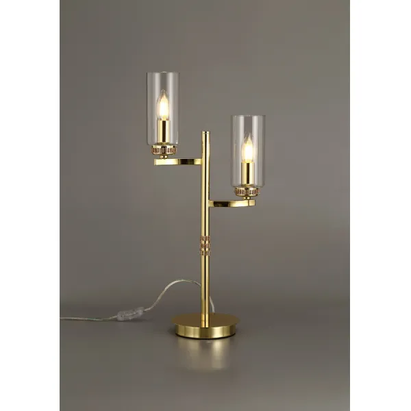 Buckingham Table Lamp, 2 x E14, Polished Gold