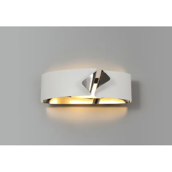 Park Lane Wall Lamp, 1 x 10W LED, 3000K, 700lm, Sand White Polished Chrome, 3yrs Warranty
