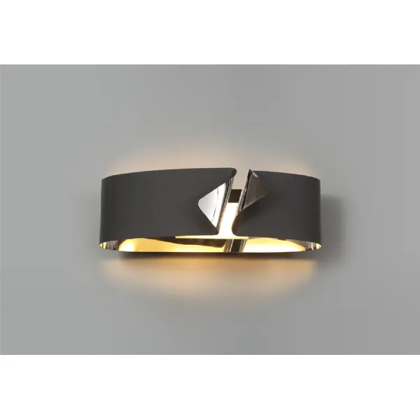 Park Lane Wall Lamp, 1 x 10W LED, 3000K, 700lm, Sand Anthracite Polished Chrome, 3yrs Warranty