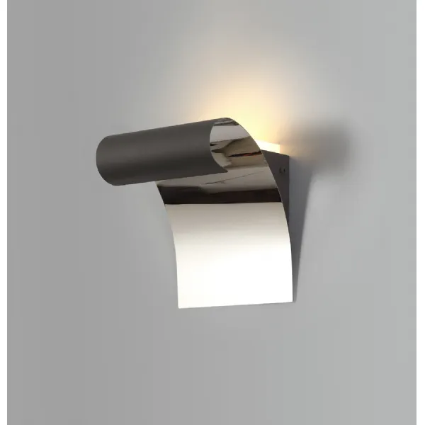 Clapton Wall Lamp, 1 x 8W LED, 3000K, 560lm, Sand Anthracite Polished Chrome, 3yrs Warranty