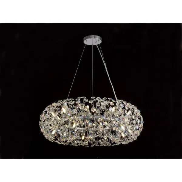 Polished Chrome 80cm Ring Pendant Light Clear K9 Crystals