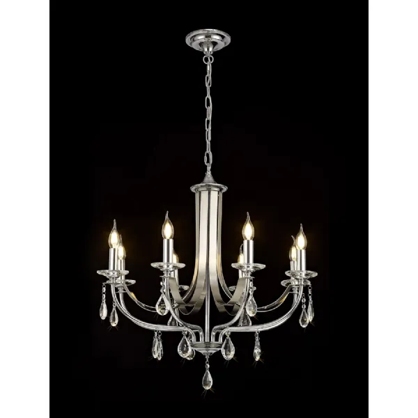 Crawley Pendant 8 Light E14 Polished Chrome Satin Nickel Clear Crystal