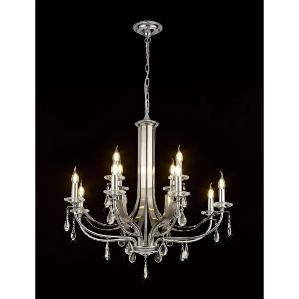 Crawley Pendant 12 Light E14 Polished Chrome Satin Nickel Clear Crystal