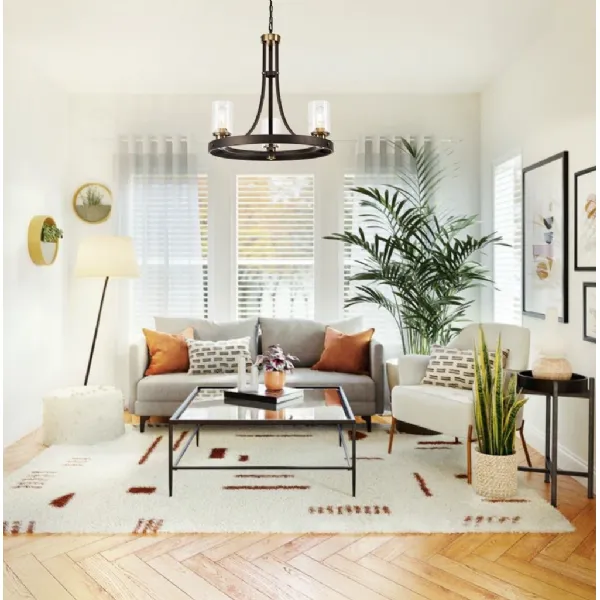 Kennington Pendant 3 Light E27, Brown Oxide Gold Bronze With Clear Glass Shades