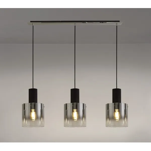 Black Polished Chrome 3 Light Adjustable Linear Pendant