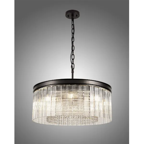 Greenwich Medium Pendant Semi Flush. 8 Light E14, Brown Oxide