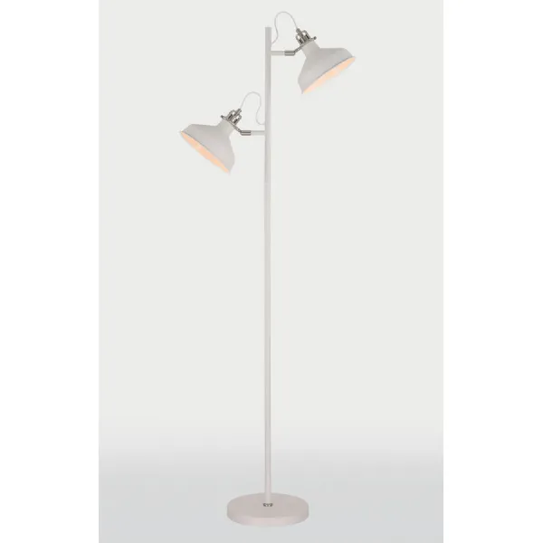 Brent Floor Lamp, 2 x E27, Sand White Satin Nickel White