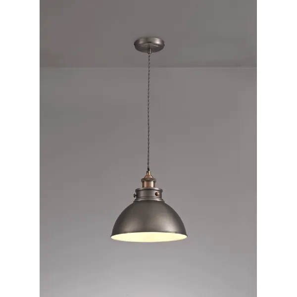 Savoy Medium Pendant, 1 x E27, Antique Silver Copper White