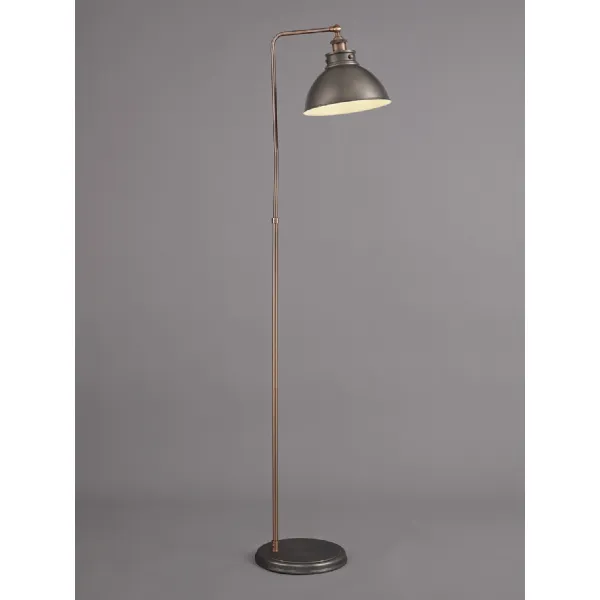 Savoy Adjustable Floor Lamp, 1 x E27, Antique Silver Copper White