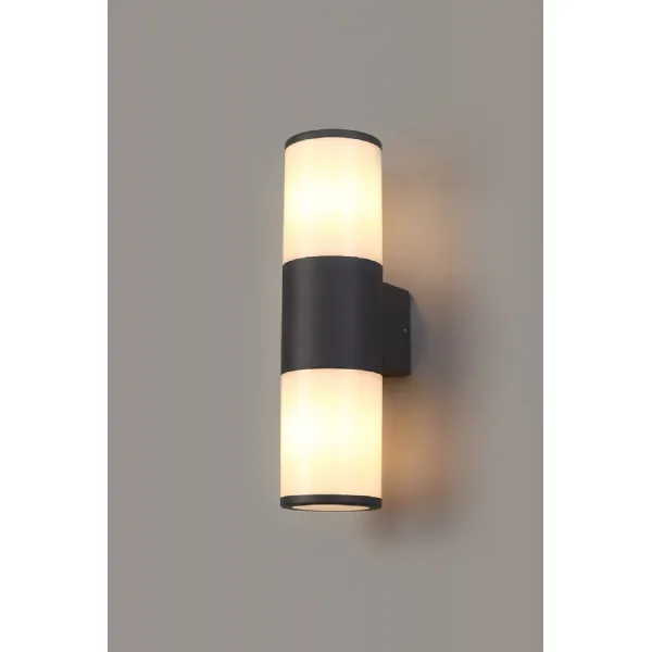 Ruislip Wall Lamp 2 x E27, IP54, Anthracite Opal, 2yrs Warranty