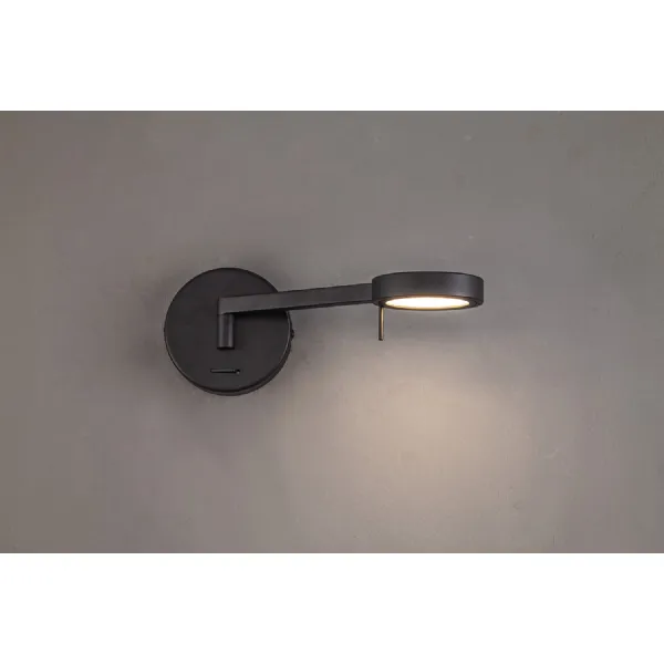 Harrow Switched Adjustable Wall Lamp Reader, 1 x 8W LED, 3000K, Sand Black, 3yrs Warranty