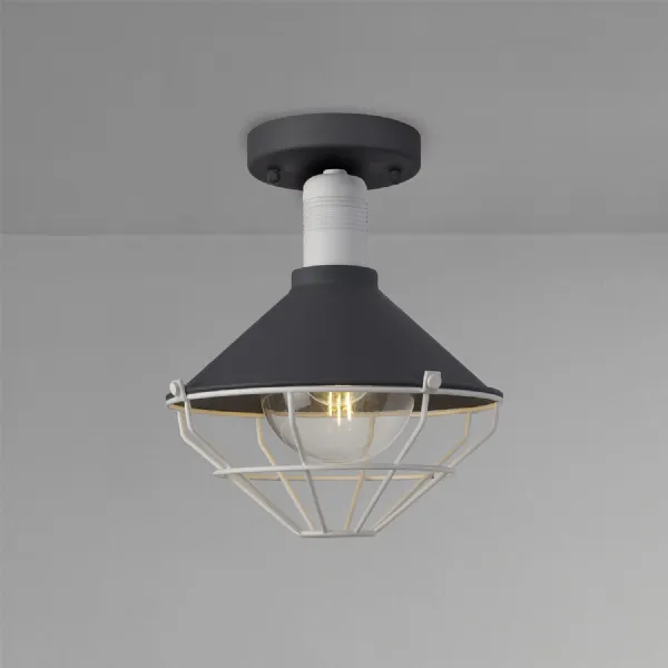 Tonbridge Semi Flush Ceiling, 1 Light E27, IP65, Anthracite Matt White, 2yrs Warranty