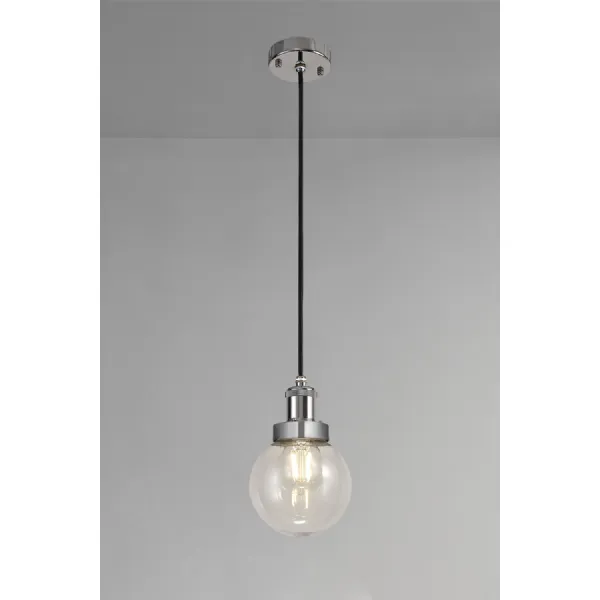 Worthing 15cm Pendant 1 Light E27 IP65 Exterior Titanium Silver Polished Chrome