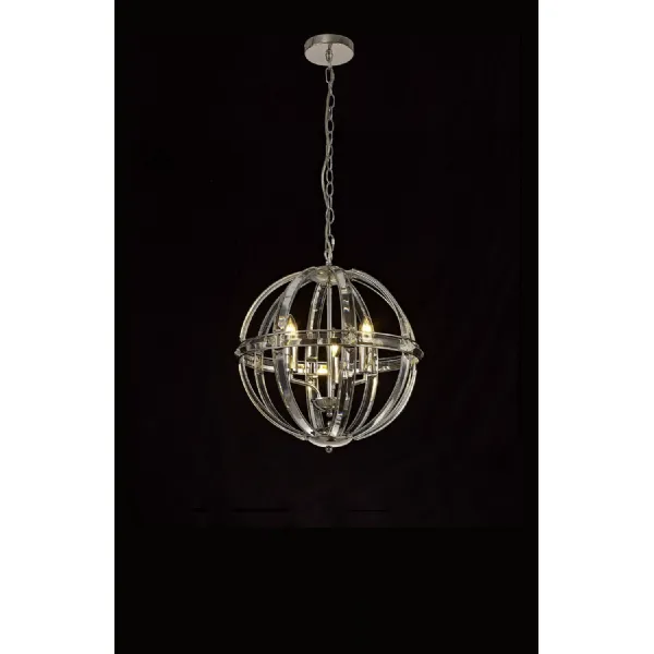 Woolwich Medium Round Pendant, 3 Light E27, Polished Nickel