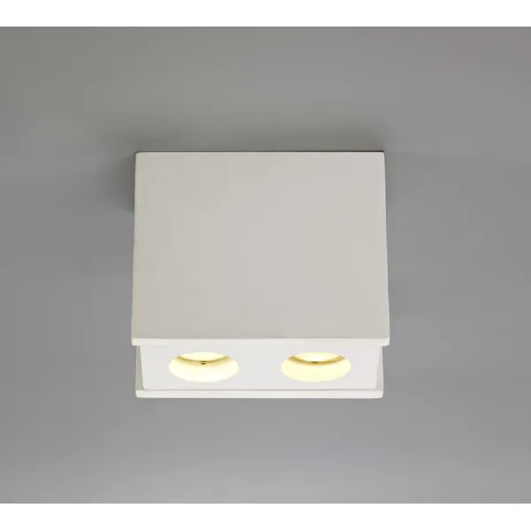Woking 2 Light Rectangular Ceiling GU10, White Paintable Gypsum With Matt White Cover