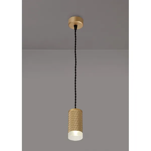 Lenham 1 Light 11cm Pendant Light GU10, Champagne Gold Acrylic Ring
