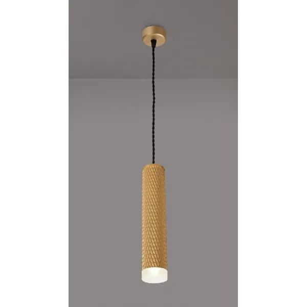 Lenham 1 Light 30cm Pendant Light GU10, Champagne Gold Acrylic Ring