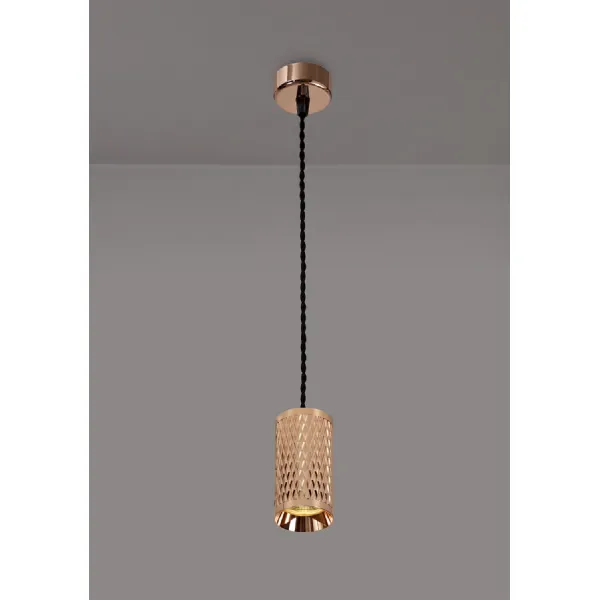 Lenham 1 Light 11cm Pendant Light GU10, Rose Gold